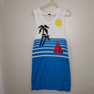 J. Crew Blue and White Vacation Swim Beach Coverup 100% Cotton Size M